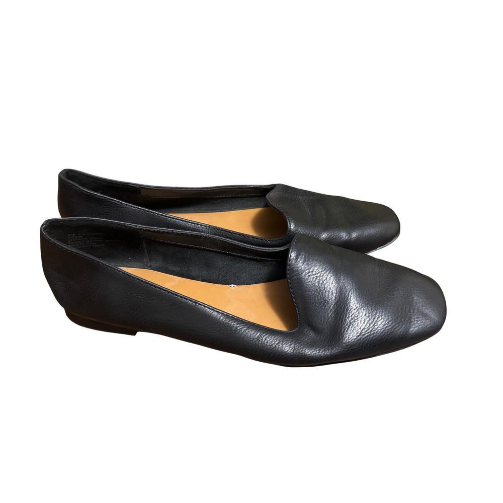 a.n.a Flat Loafers Women 9.5 Black Excellent Slip On Almond Toe Minimalist
